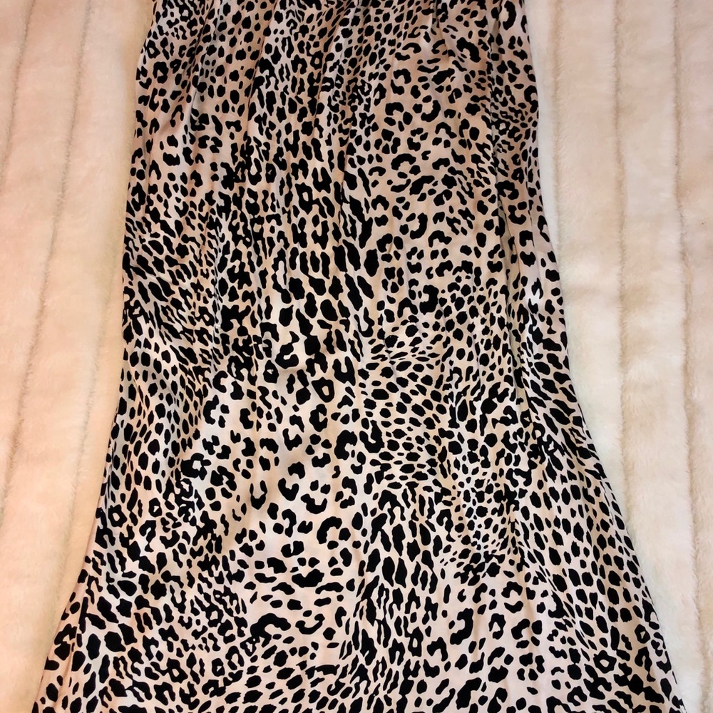 Vici leopard satin midi skirt